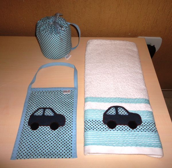 Kit para Carro Branco/Azul claro